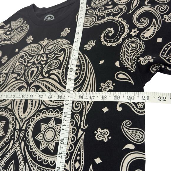 Black Goth Graphic T-Shirt L Los Muertos Sugar Skull Paisley Y2k ODM Tattoo Art - Picture 4 of 6